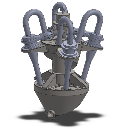 Design of bespoke cyclone launder to facilitate a cyclone upgrade within the constraints of the existing structure.