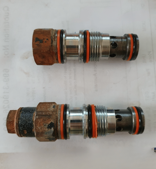Hydraulic counter balance valve spool seals as part of overhaul.